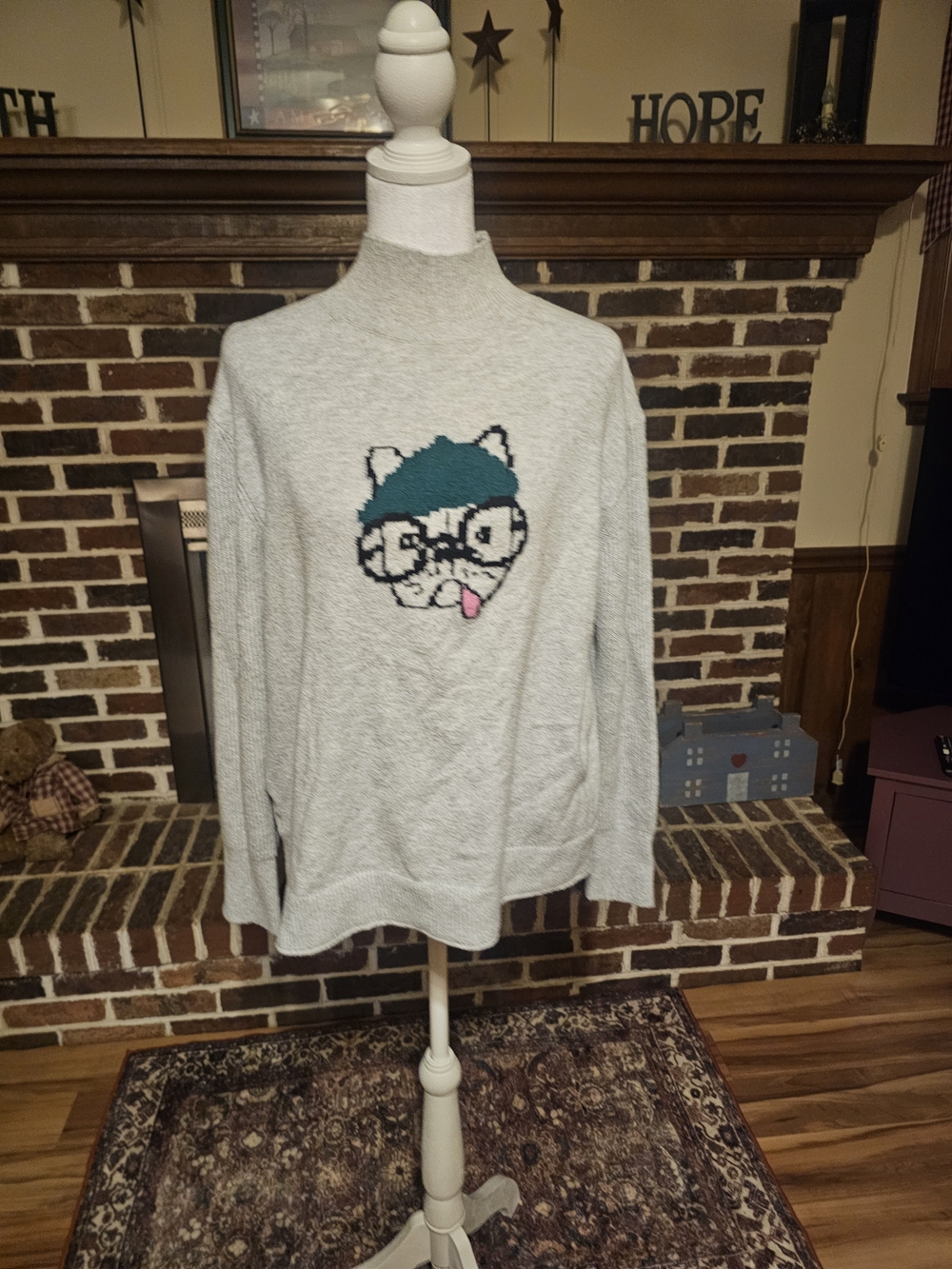 LOFT Light Gray Ribbed Knit Turtleneck Sweater